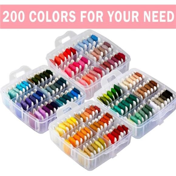 262 Pack Embroidery Thread Floss Kit Including 200 Colors 8 M/Pcs Cross Stitch - Picture 4 of 7